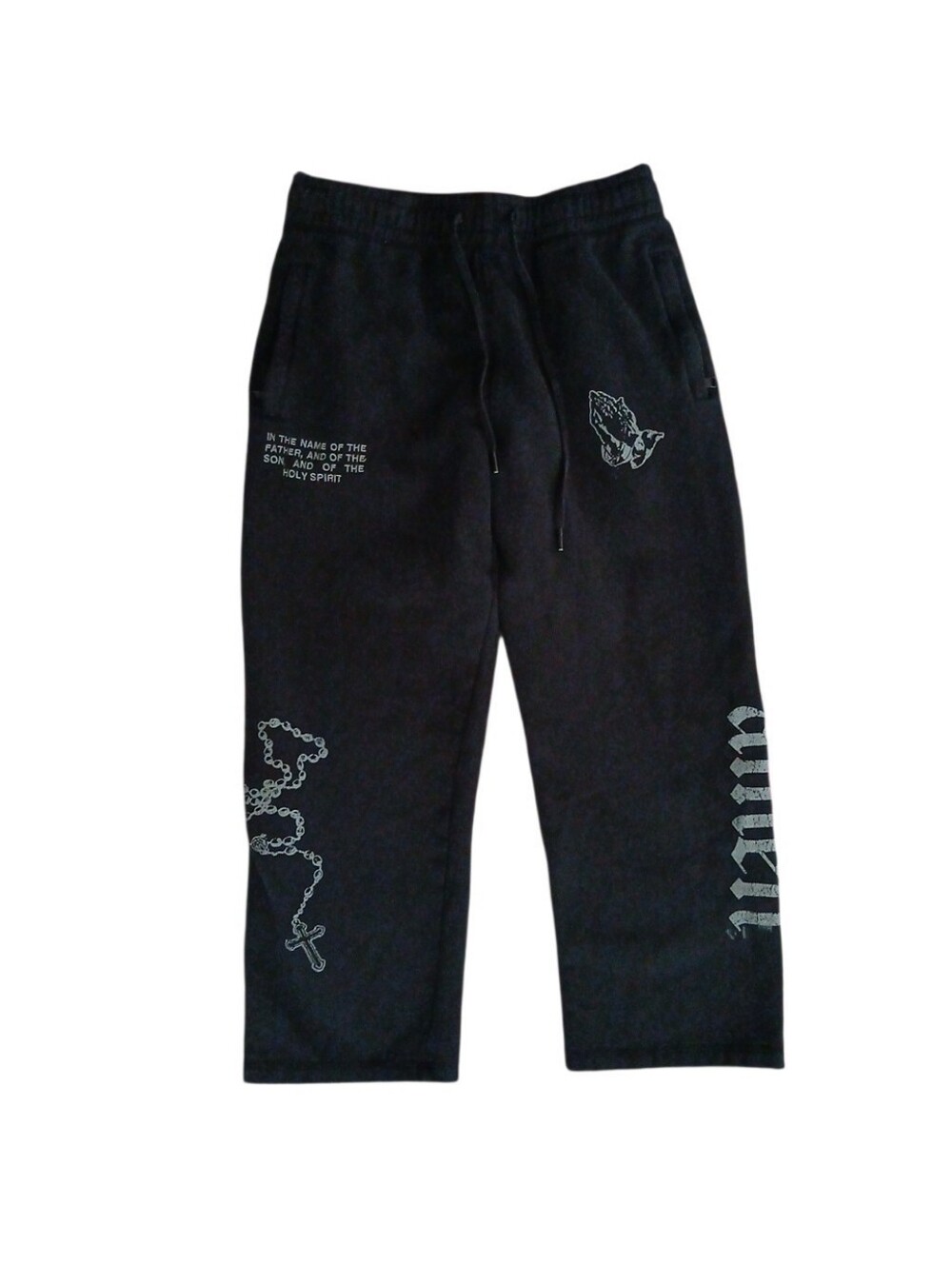CTHDRL Washed Black Prayer Sweatpants Mens Lifestyle Goth Joggers Medium
